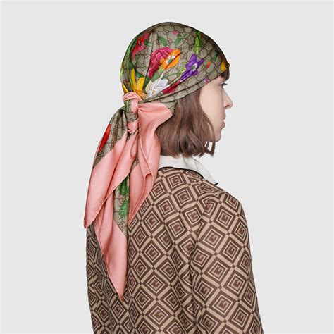 grace kelly scarf gucci|GG Flora print silk scarf in pink .